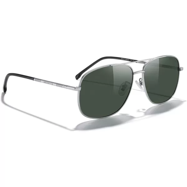 MERRYS Rectangular Polarized Sunglasses for Men Classic Driving Shades UV400 ProtectionSilver FrameG15 Lens