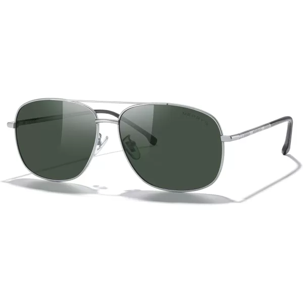 MERRYS Rectangular Polarized Sunglasses for Men Classic Driving Shades UV400 ProtectionSilver FrameG15 Lens