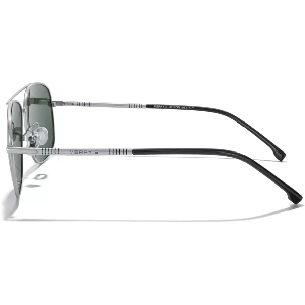 MERRYS Rectangular Polarized Sunglasses for Men Classic Driving Shades UV400 ProtectionSilver FrameG15 Lens
