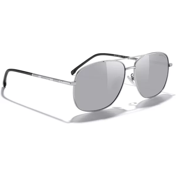 MERRYS Rectangular Polarized Sunglasses for Men Classic Driving Shades UV400 ProtectionSilver FrameSilver Mirror Lens