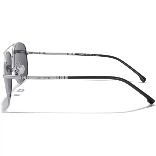 MERRYS Rectangular Polarized Sunglasses for Men Classic Driving Shades UV400 ProtectionSilver FrameSilver Mirror Lens
