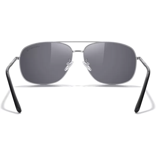 MERRYS Rectangular Polarized Sunglasses for Men Classic Driving Shades UV400 ProtectionSilver FrameSilver Mirror Lens