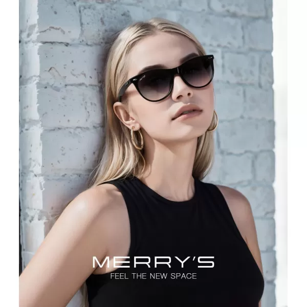 MERRYS Retro Round Polarized Sunglasses for Women Fashion Trendy Shades S6185Black FrameBlack Gradient Polarized Lens