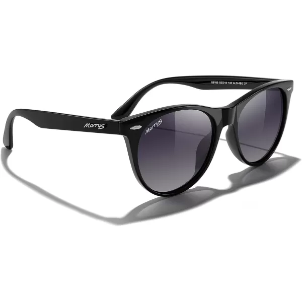MERRYS Retro Round Polarized Sunglasses for Women Fashion Trendy Shades S6185Black FrameBlack Gradient Polarized Lens