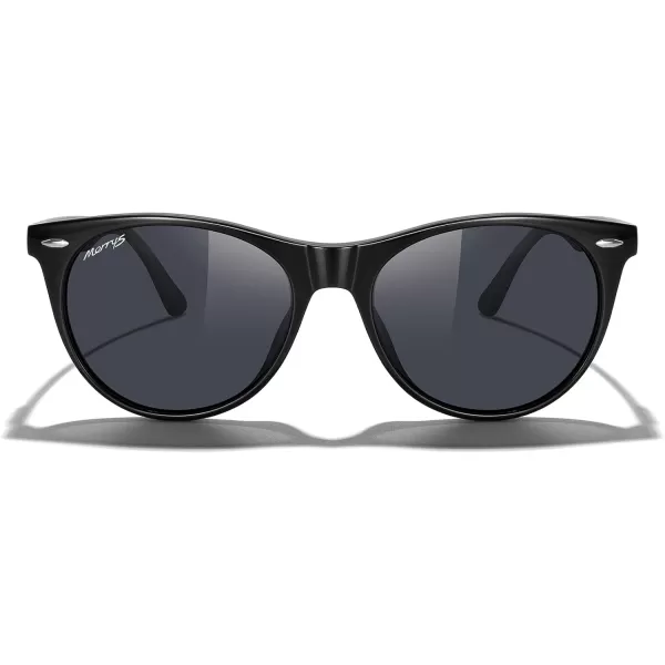 MERRYS Retro Round Polarized Sunglasses for Women Fashion Trendy Shades S6185Black FrameBlack Polarized Lens
