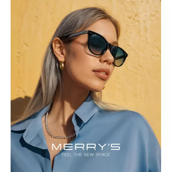 MERRYS Retro Round Polarized Sunglasses for Women Fashion Trendy Shades S6185Black FrameGreen Gradient Polarized Lens