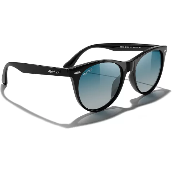 MERRYS Retro Round Polarized Sunglasses for Women Fashion Trendy Shades S6185Black FrameGreen Gradient Polarized Lens