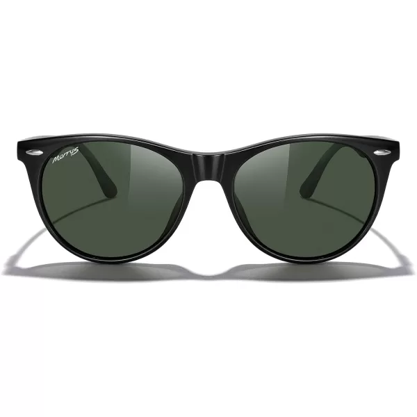 MERRYS Retro Round Polarized Sunglasses for Women Fashion Trendy Shades S6185Black FrameGreen Polarized Lens