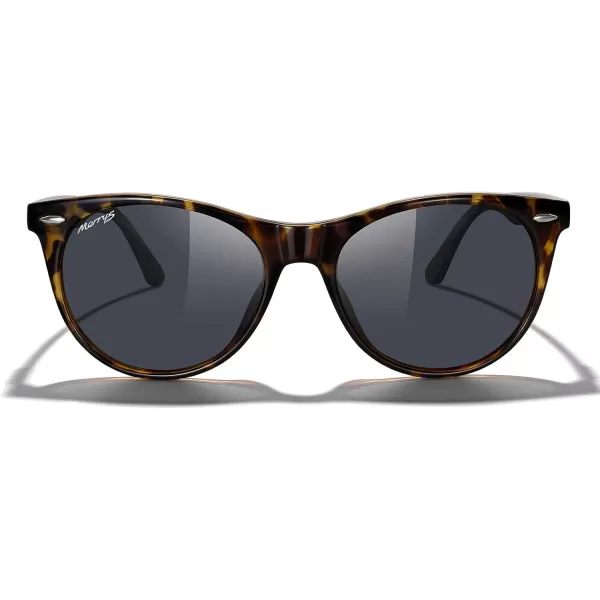 MERRYS Retro Round Polarized Sunglasses for Women Fashion Trendy Shades S6185Leopard FrameBlack Polarized Lens