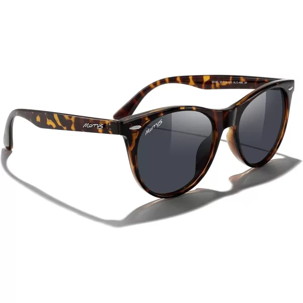 MERRYS Retro Round Polarized Sunglasses for Women Fashion Trendy Shades S6185Leopard FrameBlack Polarized Lens
