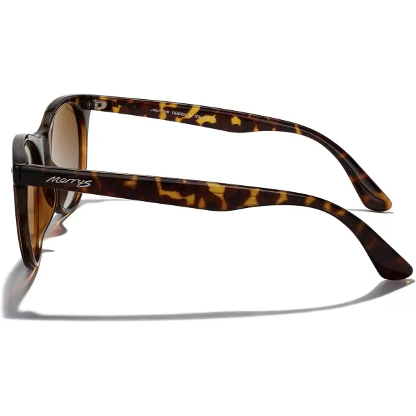MERRYS Retro Round Polarized Sunglasses for Women Fashion Trendy Shades S6185Leopard FrameBrown Gradient Polarized Lens