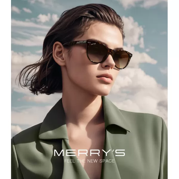 MERRYS Retro Round Polarized Sunglasses for Women Fashion Trendy Shades S6185Leopard FrameBrown Gradient Polarized Lens