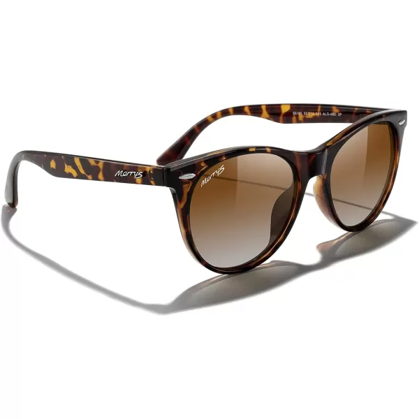 MERRYS Retro Round Polarized Sunglasses for Women Fashion Trendy Shades S6185Leopard FrameBrown Gradient Polarized Lens