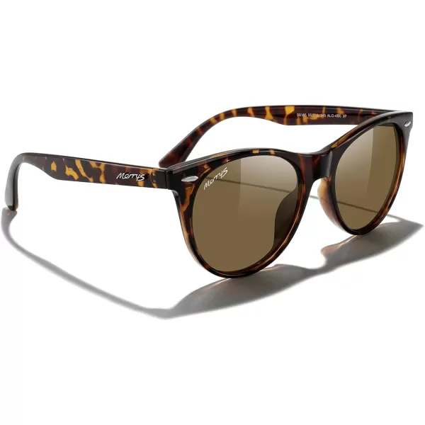 MERRYS Retro Round Polarized Sunglasses for Women Fashion Trendy Shades S6185Leopard FrameBrown Polarized Lens
