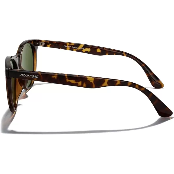 MERRYS Retro Round Polarized Sunglasses for Women Fashion Trendy Shades S6185Leopard FrameGreen Polarized Lens