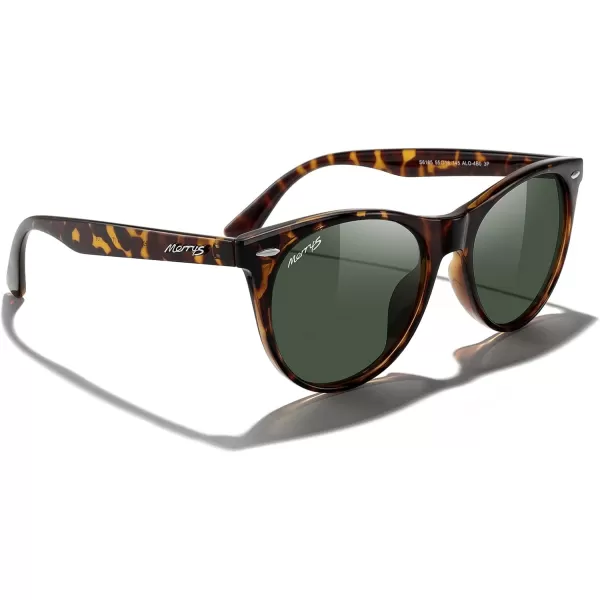 MERRYS Retro Round Polarized Sunglasses for Women Fashion Trendy Shades S6185Leopard FrameGreen Polarized Lens