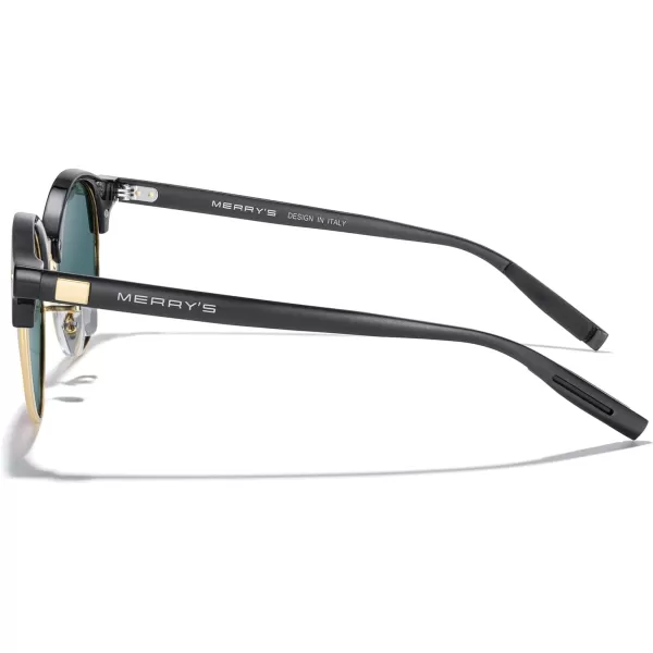 MERRYS Round Polarized Sunglasses for Women Men Classic Retro Half Frame Aluminum TemplesBlack FrameGold BridgePink Mirror Lens