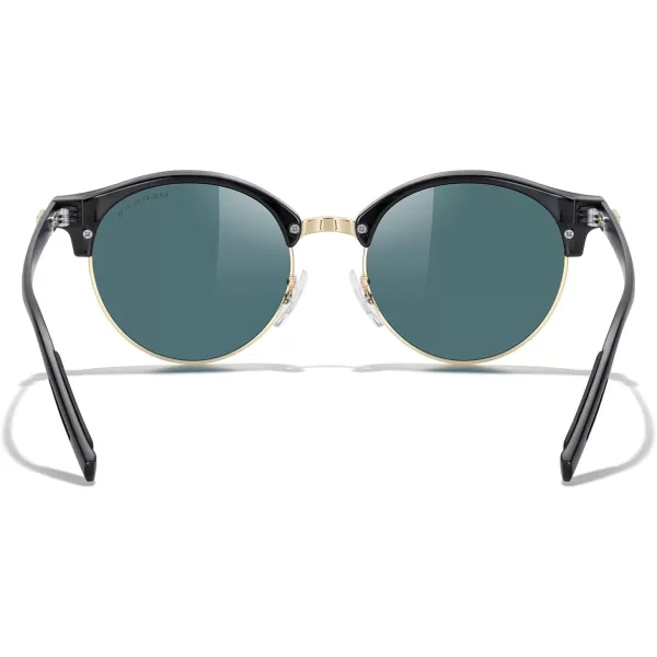 MERRYS Round Polarized Sunglasses for Women Men Classic Retro Half Frame Aluminum TemplesBlack FrameGold BridgePink Mirror Lens