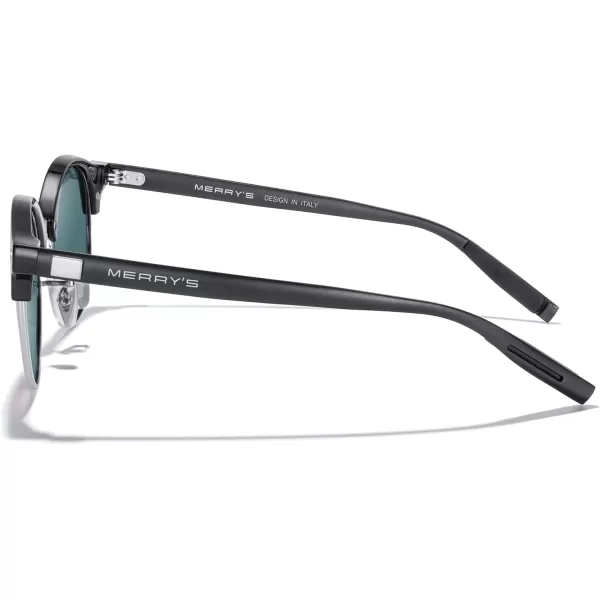 MERRYS Round Polarized Sunglasses for Women Men Classic Retro Half Frame Aluminum TemplesBlack FrameSilver BridgePink Mirror Lens