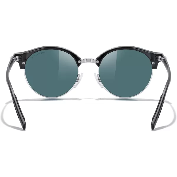 MERRYS Round Polarized Sunglasses for Women Men Classic Retro Half Frame Aluminum TemplesBlack FrameSilver BridgePink Mirror Lens