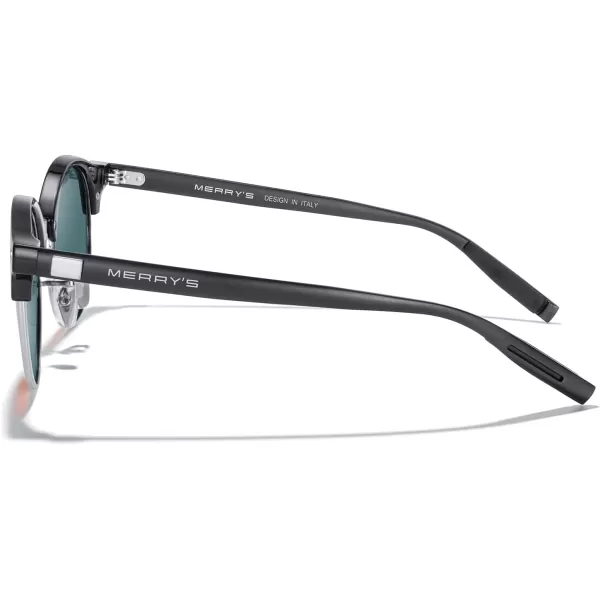 MERRYS Round Polarized Sunglasses for Women Men Classic Retro Half Frame Aluminum TemplesBlack FrameSilver BridgeRed Mirror Lens