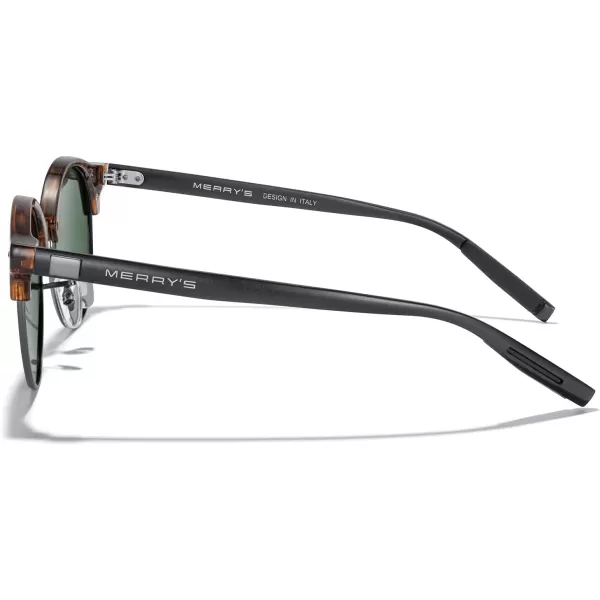 MERRYS Round Polarized Sunglasses for Women Men Classic Retro Half Frame Aluminum TemplesLeopard FrameGray BridgeG15 Lens