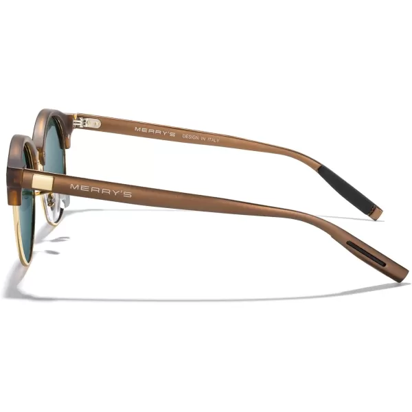MERRYS Round Polarized Sunglasses for Women Men Classic Retro Half Frame Aluminum TemplesMatte Leopard FrameGold BridgePink Mirror Lens