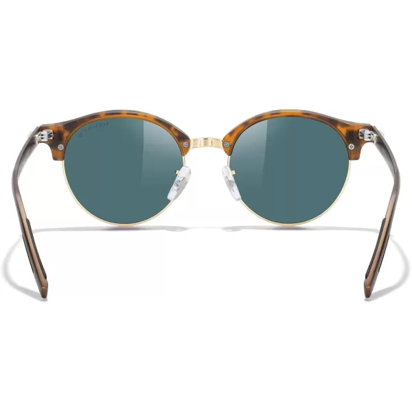MERRYS Round Polarized Sunglasses for Women Men Classic Retro Half Frame Aluminum TemplesMatte Leopard FrameGold BridgePink Mirror Lens