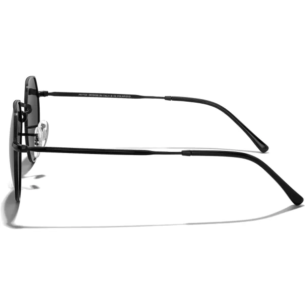 MERRYS Round Polygon Metal Polarized Sunglasses for Women Men Retro Classic Vintage Shades S6565Black FrameBlack Lens