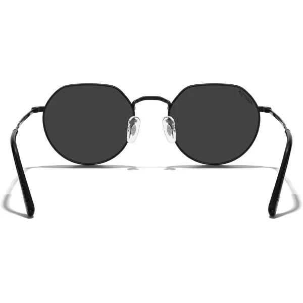 MERRYS Round Polygon Metal Polarized Sunglasses for Women Men Retro Classic Vintage Shades S6565Black FrameBlack Lens
