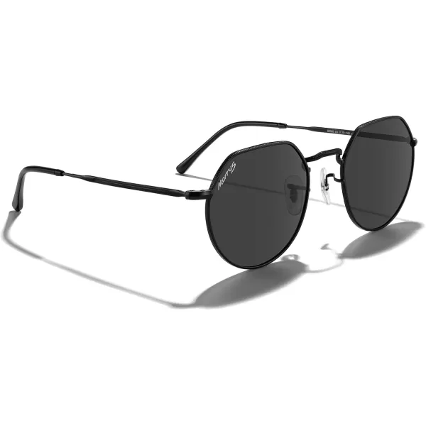 MERRYS Round Polygon Metal Polarized Sunglasses for Women Men Retro Classic Vintage Shades S6565Black FrameBlack Lens