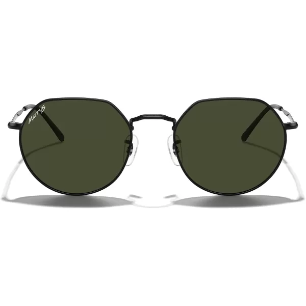 MERRYS Round Polygon Metal Polarized Sunglasses for Women Men Retro Classic Vintage Shades S6565Black FrameG15 Lens