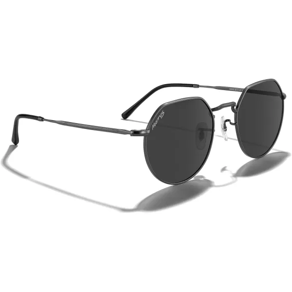MERRYS Round Polygon Metal Polarized Sunglasses for Women Men Retro Classic Vintage Shades S6565Gunmetal FrameBlack Lens