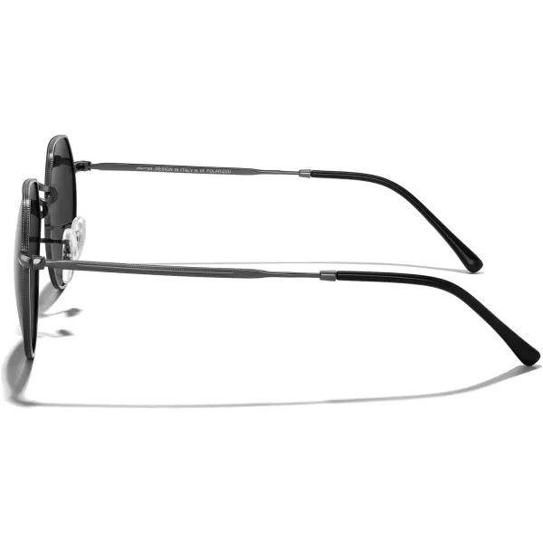 MERRYS Round Polygon Metal Polarized Sunglasses for Women Men Retro Classic Vintage Shades S6565Gunmetal FrameBlack Lens