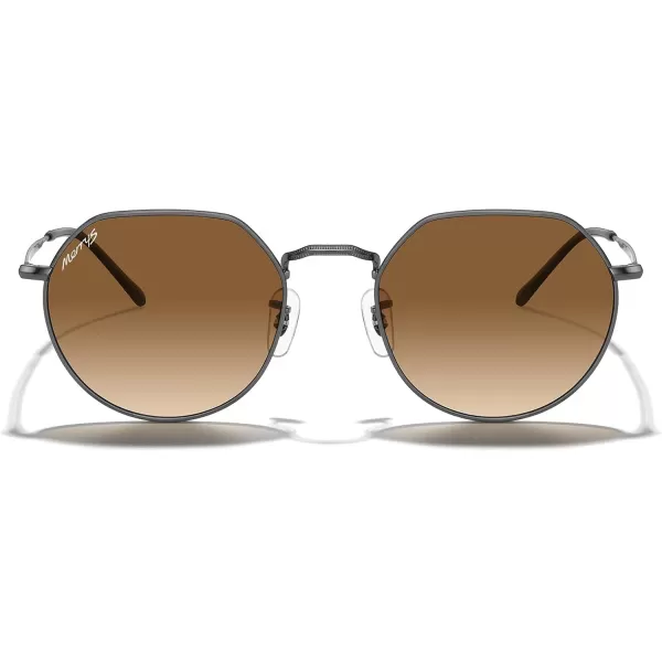 MERRYS Round Polygon Metal Polarized Sunglasses for Women Men Retro Classic Vintage Shades S6565Gunmetal FrameBrown Gradient Lens