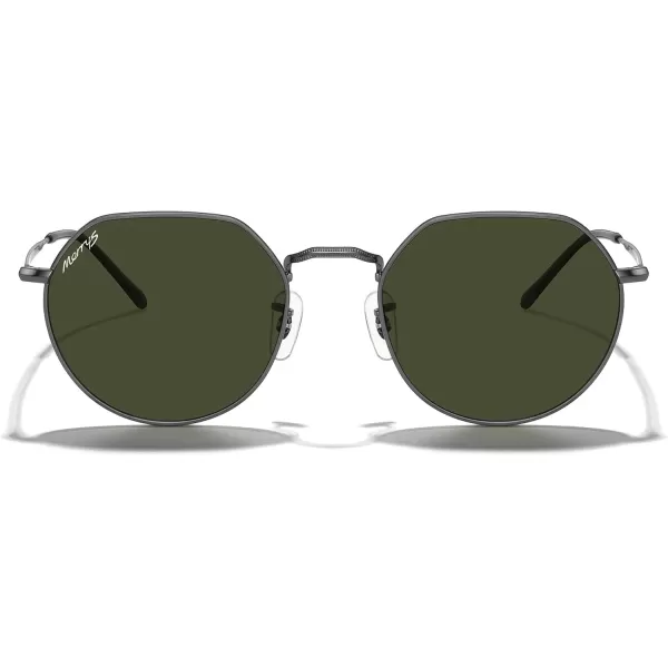 MERRYS Round Polygon Metal Polarized Sunglasses for Women Men Retro Classic Vintage Shades S6565Gunmetal FrameG15 Lens