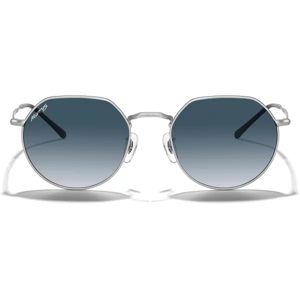 MERRYS Round Polygon Metal Polarized Sunglasses for Women Men Retro Classic Vintage Shades S6565Matte Chrome FrameBlue Gradient Lens