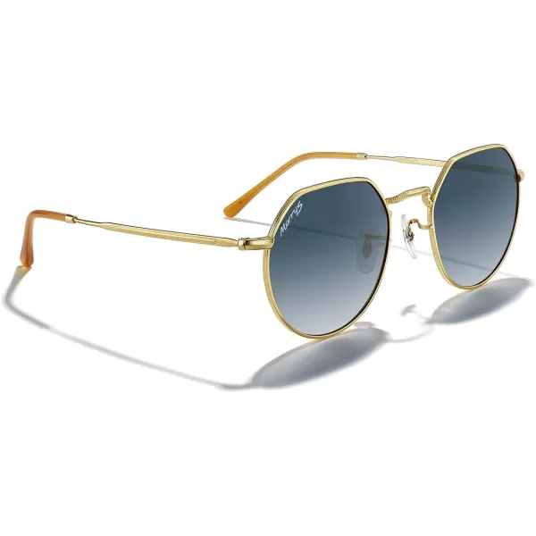 MERRYS Round Polygon Metal Polarized Sunglasses for Women Men Retro Classic Vintage Shades S6565Polished Gold FrameBlue Gradient Lens