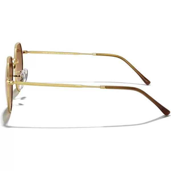MERRYS Round Polygon Metal Polarized Sunglasses for Women Men Retro Classic Vintage Shades S6565Polished Gold FrameBrown Gradient Lens