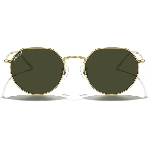 MERRYS Round Polygon Metal Polarized Sunglasses for Women Men Retro Classic Vintage Shades S6565Polished Gold FrameG15 Lens