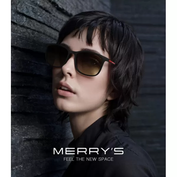 MERRYS Square Polarized Sunglasses for Men Women Ultralight Shades Driving Fishing Golf UV400 S8668Brown FrameBrown Gradient LensRed Temples