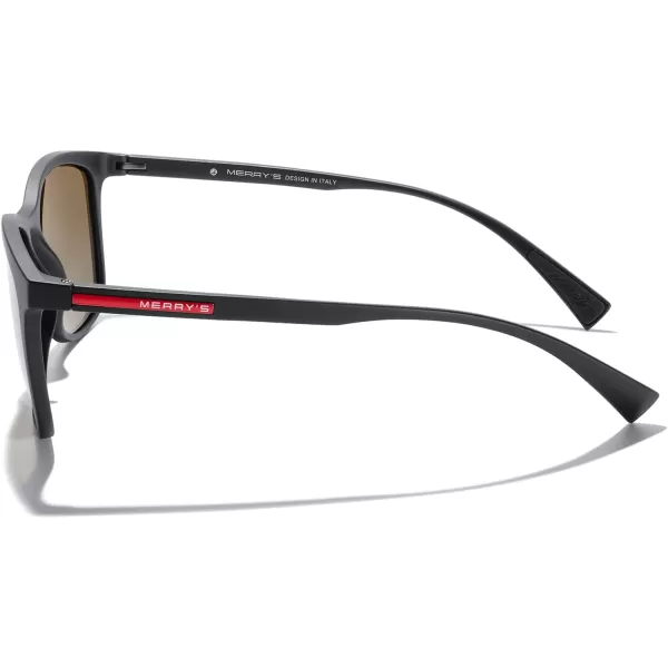 MERRYS Square Polarized Sunglasses for Men Women Ultralight Shades Driving Fishing Golf UV400 S8668Brown FrameBrown Gradient LensRed Temples