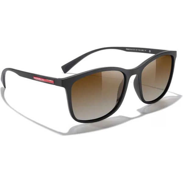 MERRYS Square Polarized Sunglasses for Men Women Ultralight Shades Driving Fishing Golf UV400 S8668Brown FrameBrown Gradient LensRed Temples