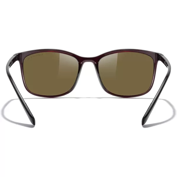 MERRYS Square Polarized Sunglasses for Men Women Ultralight Shades Driving Fishing Golf UV400 S8668Brown FrameBrown LensRed Temples