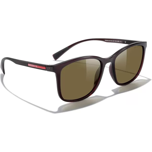 MERRYS Square Polarized Sunglasses for Men Women Ultralight Shades Driving Fishing Golf UV400 S8668Brown FrameBrown LensRed Temples