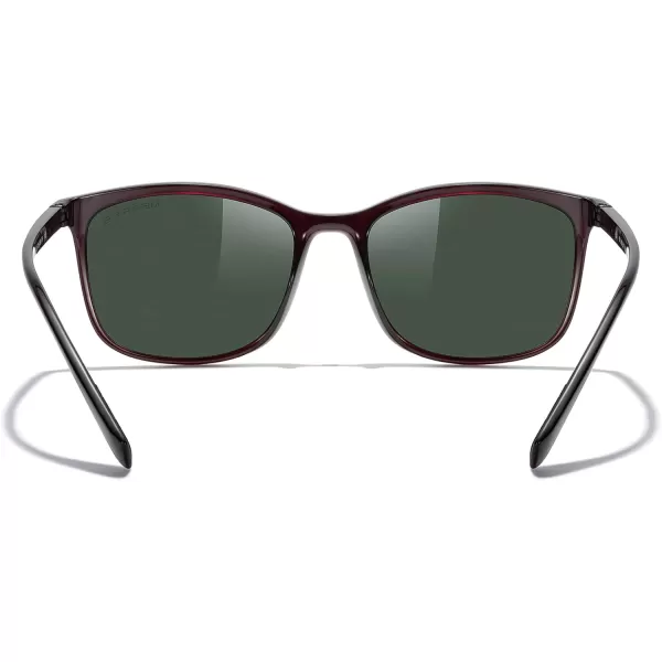MERRYS Square Polarized Sunglasses for Men Women Ultralight Shades Driving Fishing Golf UV400 S8668Brown FrameG15 LensRed Temples