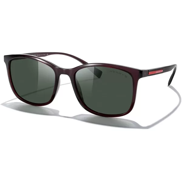 MERRYS Square Polarized Sunglasses for Men Women Ultralight Shades Driving Fishing Golf UV400 S8668Brown FrameG15 LensRed Temples