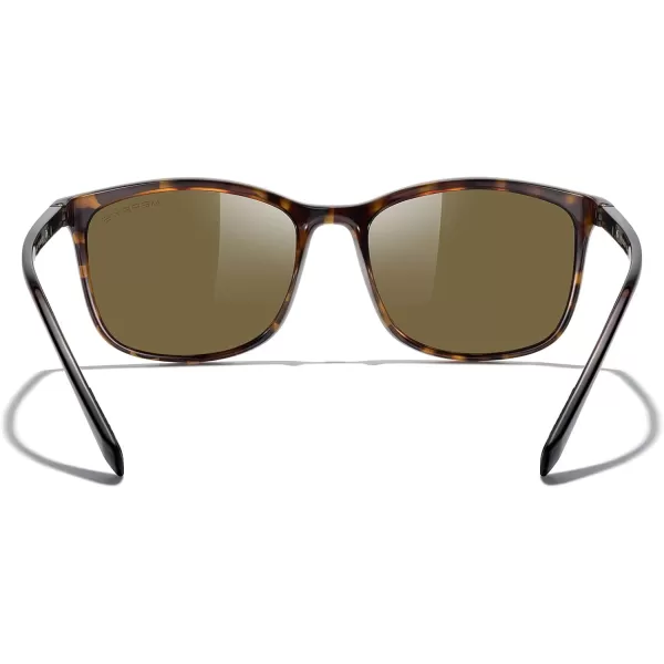 MERRYS Square Polarized Sunglasses for Men Women Ultralight Shades Driving Fishing Golf UV400 S8668Leopard FrameBrown LensRed Temples