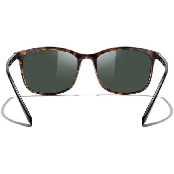 MERRYS Square Polarized Sunglasses for Men Women Ultralight Shades Driving Fishing Golf UV400 S8668Leopard FrameG15 LensRed Temples