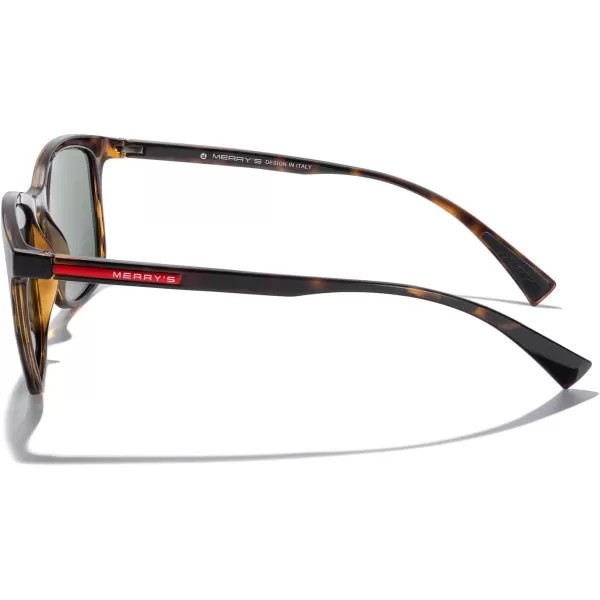 MERRYS Square Polarized Sunglasses for Men Women Ultralight Shades Driving Fishing Golf UV400 S8668Leopard FrameG15 LensRed Temples
